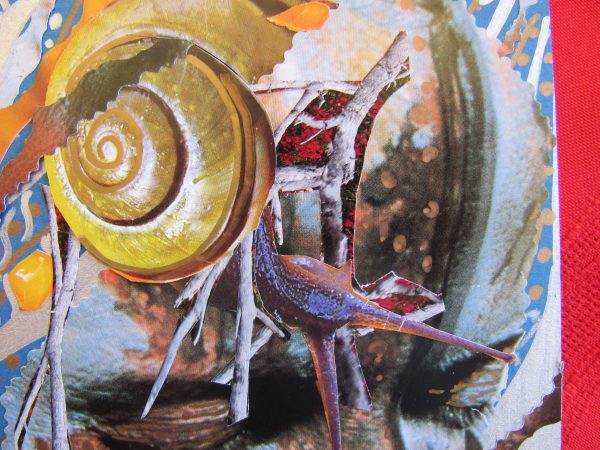 collage art snail by artist dahlia ghaly