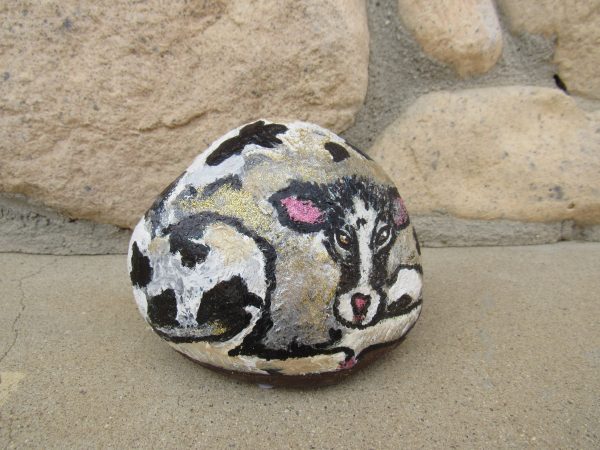 Rock Art Mrs. Pinky the Cow by Artist Dahlia Ghaly