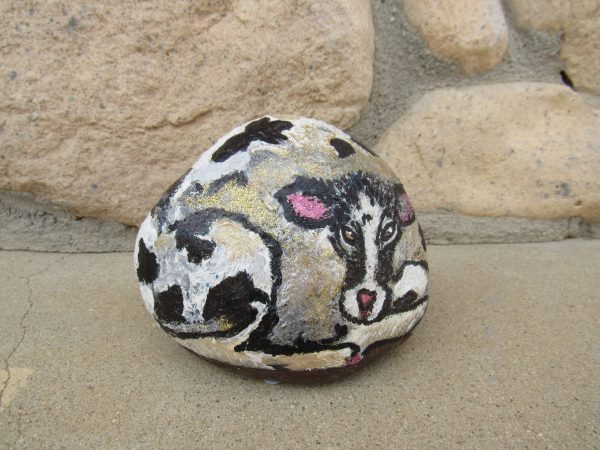 Rock Art Mrs. Pinky the Cow by Artist Dahlia Ghaly