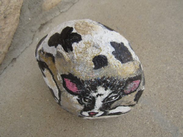 Rock Art Mrs. Pinky the Cow by Artist Dahlia Ghaly