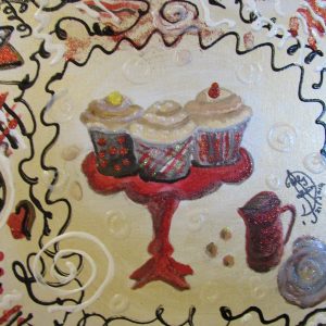 Canvas Tea and Cake by Artist Dahlia Ghaly