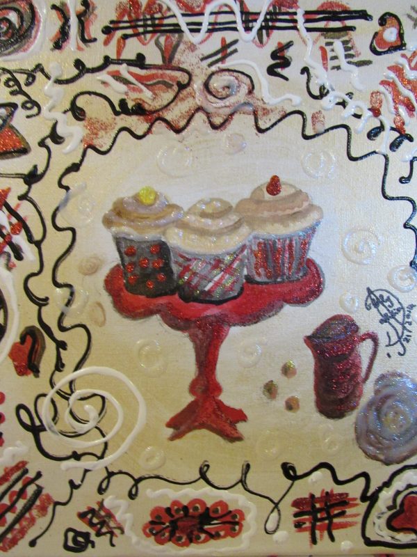 Canvas Tea and Cake by Artist Dahlia Ghaly