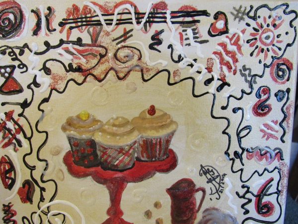 Canvas Tea and Cake by Artist Dahlia Ghaly