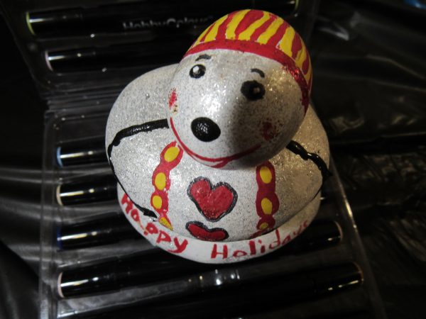 Mr. Snowman Love hand-painted rock